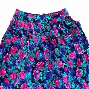 K&L Sportswear Women's 14 Multicolor Floral Pleated Elastic Waist Midi Skirt